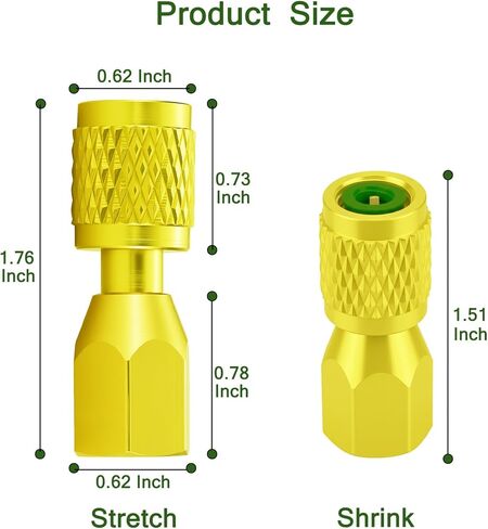 2-Pack 19110 قارنة توصيل سريعة منخفضة الخسارة، 1/4 بوصة ذكر SAE Flare × 1/8 بوصة أنثى NPT، نمط ريتشي مناسب لاستعادة غاز التبريد HVAC، وفحص ضغط التيار المتردد والتبريد (مقرنة مكونة من قطعتين) in Kuwait