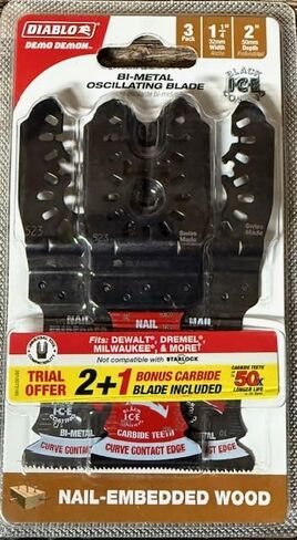 1-1/4 in. Demo Demon Universal Fit Bi-Metal Oscillating Blade for Nail Embedded Wood 2pk with 1-Carbide Blade (3-Pack) DOU125BW2PC in Saudi Arabia