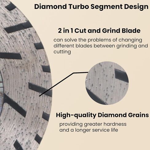 5 Inch Granite Cutting Blades Turbo Rim Diamond Cutting Disc, Saw Blades Two-in-One Design with 5/8"-11 Flange for Cutting or Grinding Granite Marble Concrete Brick in Kuwait