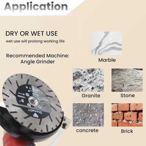 5 Inch Granite Cutting Blades Turbo Rim Diamond Cutting Disc, Saw Blades Two-in-One Design with 5/8"-11 Flange for Cutting or Grinding Granite Marble Concrete Brick in Kuwait