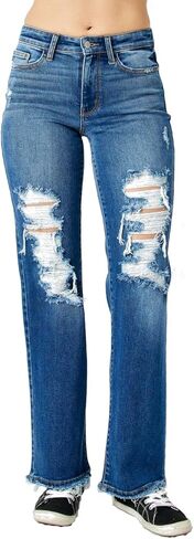 Judy Blue Women's Mid Rise Destroyed Dad Jeans in Saudi Arabia