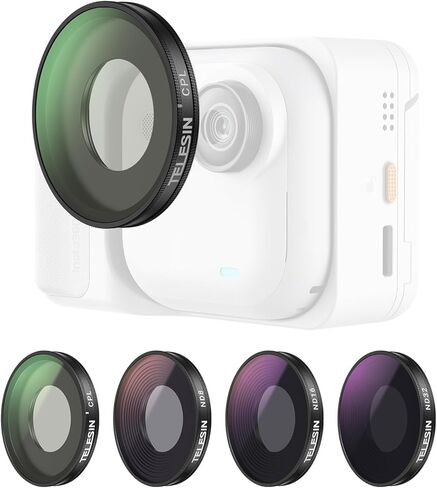 طقم فلتر TELESIN لمرشحات Insta 360 Go Ultra - CPL + ND 8/ND16/ND32 | التعرض المتوازن | مكافحة انعكاس | زجاج مطلي متعدد الطبقات | انتقال عالية | هيكل من الألومنيوم | مع صندوق تخزين in Kuwait