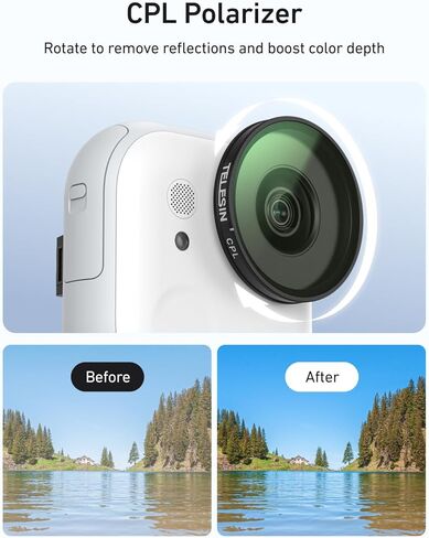 طقم فلتر TELESIN لمرشحات Insta 360 Go Ultra - CPL + ND 8/ND16/ND32 | التعرض المتوازن | مكافحة انعكاس | زجاج مطلي متعدد الطبقات | انتقال عالية | هيكل من الألومنيوم | مع صندوق تخزين in Kuwait