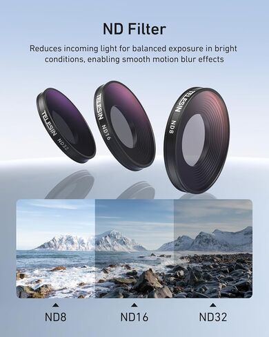 طقم فلتر TELESIN لمرشحات Insta 360 Go Ultra - CPL + ND 8/ND16/ND32 | التعرض المتوازن | مكافحة انعكاس | زجاج مطلي متعدد الطبقات | انتقال عالية | هيكل من الألومنيوم | مع صندوق تخزين in Kuwait