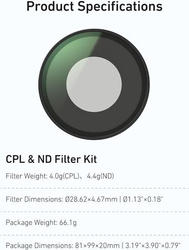 طقم فلتر TELESIN لمرشحات Insta 360 Go Ultra - CPL + ND 8/ND16/ND32 | التعرض المتوازن | مكافحة انعكاس | زجاج مطلي متعدد الطبقات | انتقال عالية | هيكل من الألومنيوم | مع صندوق تخزين in Kuwait