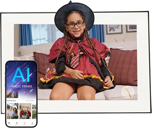 إطار AI Magic Frame، إطار صورة رقمي مقاس 10.1 بوصة مع حركة صور AI، إطار صور WiFi عالي الدقة 1080 بكسل يعمل باللمس، صور قديمة حية، تخزين سحابي غير محدود ومجاني، هدية من القلب للعائلة والأحباء in Kuwait
