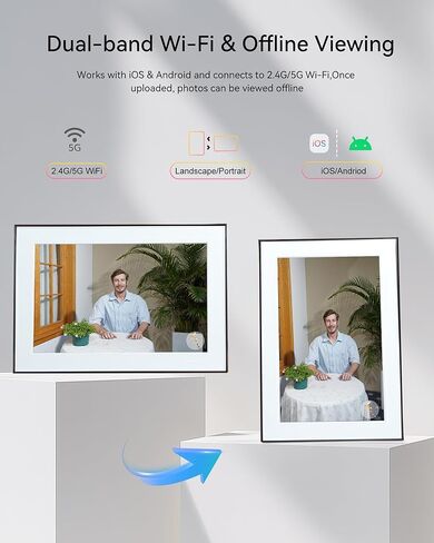 إطار AI Magic Frame، إطار صورة رقمي مقاس 10.1 بوصة مع حركة صور AI، إطار صور WiFi عالي الدقة 1080 بكسل يعمل باللمس، صور قديمة حية، تخزين سحابي غير محدود ومجاني، هدية من القلب للعائلة والأحباء in Kuwait