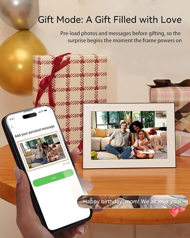 إطار AI Magic Frame، إطار صورة رقمي مقاس 10.1 بوصة مع حركة صور AI، إطار صور WiFi عالي الدقة 1080 بكسل يعمل باللمس، صور قديمة حية، تخزين سحابي غير محدود ومجاني، هدية من القلب للعائلة والأحباء in Kuwait