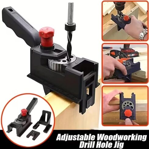 1pc Adjustable Drill Guide Kit for Woodworking - Precision Hole Drilling, Durable Plastic Structure, Automatic Alignment, 3-12mm Woodworking Tool in Saudi Arabia