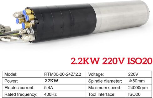 2.2KW ISO20 المغزل المبرد بالماء 24Z مبدل الأدوات الأوتوماتيكي الدائم RTM80-20-24Z/2.2 220V in Saudi Arabia