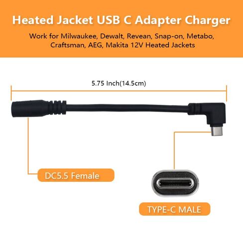 شاحن سترة ساخنة USB الجهد خطوة حتى قابس تيار مستمر لميلووكي، ديوالت، سناب أون، ميتابو، ريفين، كرافتسمان، AEG، ماكيتا (2، أسود) in Kuwait