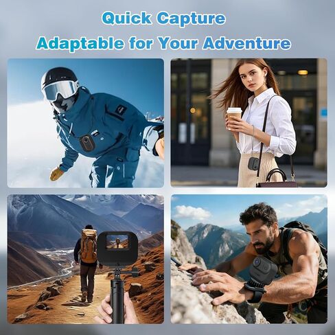 2.7K Mini Body Camera 64GB, Image Stabilization Wearable Action Body Cam, Thumb Hands Free Recording Bodycam with Magnetic Lanyard, Premium Portable Camcorder for Work/Travel/Pet Walking (Black) in Saudi Arabia