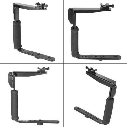 L-Shaped Handheld Camera Flashlight Bracket, Hot Shoe Camera Cage Rig, with 1/4 Tripod Screw Handheld Stabilizer, Adjustable Arm & Roll Bar for Sony for Nikon for Canon for Fujifilm DSLR Cameras in Saudi Arabia