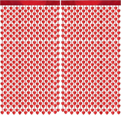 Valentines Party Decor 2 Pack 3.3 x 6.6 FT Red Heart Foil Fringe Curtains Valentine's Photo Backdrop Streamer for Valentines Day Decor Galentines Day Decor Wedding Birthday Party Decorations Supplies in Saudi Arabia