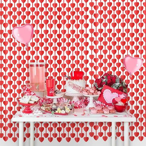 Valentines Party Decor 2 Pack 3.3 x 6.6 FT Red Heart Foil Fringe Curtains Valentine's Photo Backdrop Streamer for Valentines Day Decor Galentines Day Decor Wedding Birthday Party Decorations Supplies in Saudi Arabia