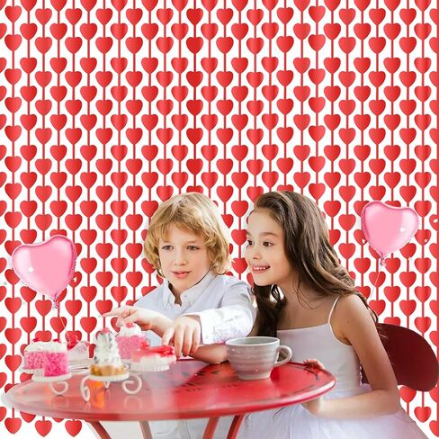 Valentines Party Decor 2 Pack 3.3 x 6.6 FT Red Heart Foil Fringe Curtains Valentine's Photo Backdrop Streamer for Valentines Day Decor Galentines Day Decor Wedding Birthday Party Decorations Supplies in Saudi Arabia
