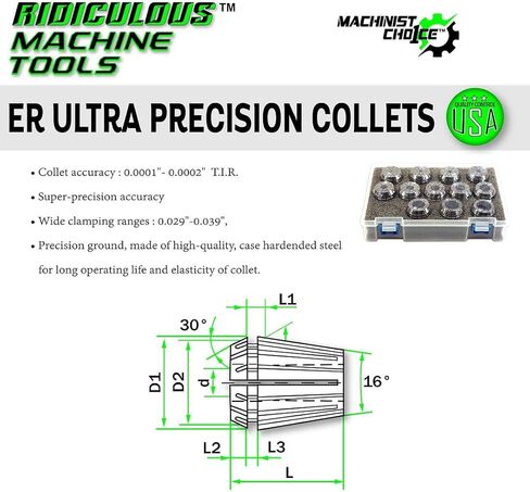 ER32 ULTRA Precision Spring Collet Set 12 Piece (0.0001" T.I.R.) USA 100% Quality Control in Saudi Arabia