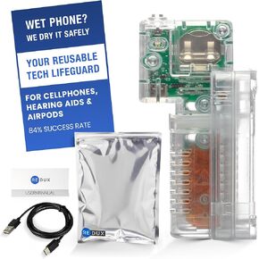 Redux Drybuddy - حقيبة هاتف ومجفف ماء تفاعلي - مجفف - مجفف الطوارئ للهواتف الرطبة ، سماعات الأذن ، وأدوات السمع - قابلة لإعادة الاستخدام ، المحمولة ، و Cruise Essential Clear in Kuwait