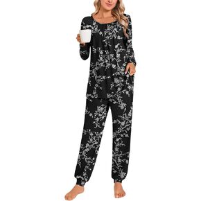 Anymeet Lady Autumn Pajama Sets Long Sleeve Two Piece Cute Casual Ladies Pjs Set Sleepwear in Kuwait