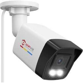 كاميرا Anpviz 5MP Bullet PoE في الهواء الطلق، رؤية ليلية ملونة، كشف الحركة AI 2.0، كاميرا أمان IP سلكية مع صوت، عدسة 2.8 مم زاوية واسعة، 3072x1728P، IP67، WDR، فتحة بطاقة SD، IPC-B1053WD-S in Kuwait