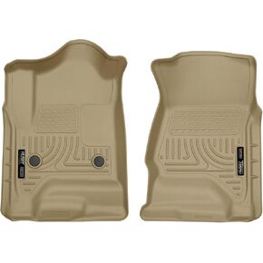Husky Liners Weatherbeater Floor Hats | يناسب مختلف 2014-2020 شيفروليه سيلفرادو ، GMC Sierra ، Cadillac Escalade & ESV ، Yukon & XL ، Suburban ، Tahoe (انظر الوصف) | الصف الأمامي ، 2 -PC تان - 18233 in Kuwait