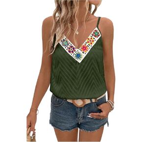 SweatyRocks Women's Floral Tank Tops V-Neck Cute Boho Summer Casual Beach Cami Tops for Vacation in Kuwait