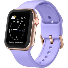 Sport Band Compatible with Apple Watch Bands 49mm 46mm 45mm 44mm 42mm 41mm 40mm 38mm, Soft Silicone Wristband Strap with Classic Clasp for iWatch Series 10 9 Ultra SE 8 7 6 5 4 3 2 1 for Women Men in Kuwait