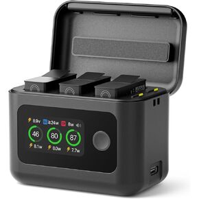 Battery Charger for DJI Osmo 360/Action 5 Pro/4/3 Accessories, Fast Charging Case LCD Display, Intelligent Two Way Charger Hub for DJI Osmo Action 5 Pro Batteries, Shows Battery SOC in Kuwait