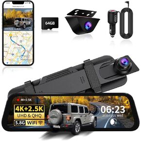 كاميرا داش مرآة 12 بوصة للسيارة 4K أمامية 1080P رؤية خلفية مع IMX415 307 ADAS BSD LCA مستشعر Wi-Fi&APP GPS WDR رؤية ليلية G-Sensor حلقة تسجيل شاشة للمساعدة في ركن السيارة بسهولة 64 جيجابايت بطاقة in Kuwait
