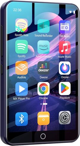 80GB MP3 Player with Bluetooth and WiFi, Android MP3 & MP4 Players with 4" Touchscreen and Speaker, 2000mAh Spotify Music Player with Spotify Kids, Audible, Amazon Music, Play Store (Blue) in Kuwait