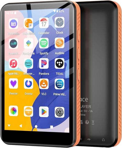 80GB MP3 Player with Bluetooth and WiFi, Android MP3 & MP4 Players with 4" Touchscreen and Speaker, 2000mAh Spotify Music Player with Spotify Kids, Audible, Amazon Music, Play Store (Blue) in Kuwait
