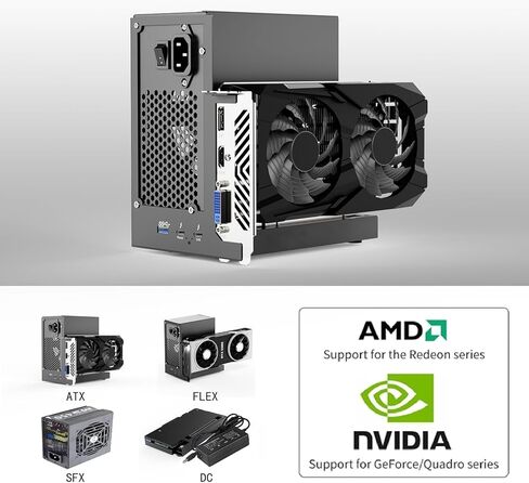 Aluminum External GPU Enclosure Compatible with Thunderbolt 3/4, USB4 Mini eGPU Dock Station Compatible with NVIDIA/AMD PCIe,Laptop Graphics Card Extension Bracket ATX Power Supply in Saudi Arabia