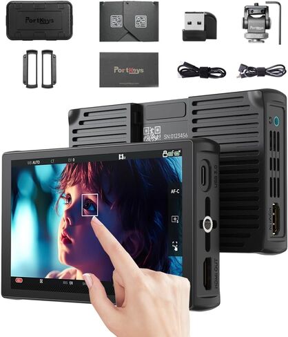 شاشة مراقبة ميدانية للكاميرا تعمل باللمس مقاس 5.4 بوصات من PortKeys LH5C، 800 شمعة مع مدخل HDMI ثلاثي الأبعاد LUT 4K، تحكم سلكي في الكاميرا بزاوية 360 درجة لأجهزة Sony وCanon وNikon وFujifilm وغيرها مع شاشة فيديو مع مظلة in Kuwait