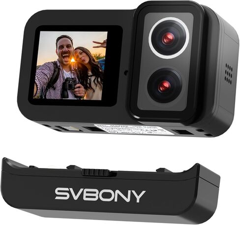 SVBony SVGO (2nd) كاميرا الحركة 4K 30 إطارًا في الثانية ، كاميرا مقاومة للماء للليل/الإضاءة المنخفضة ، F2.0/F1.4 كاميرا عمل عدسة مزدوجة ، 145 درجة FOV ، شاشة IPS مزدوجة للسفر ، VLOG in Kuwait