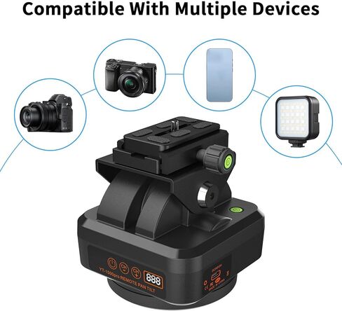 YT-1500pro جهاز التحكم عن بعد عموم إمالة الرأس 360 درجة رأس بانورامي دوار بمحرك للهواتف الذكية كاميرات DSLR in Kuwait