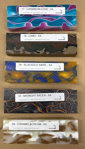 Pen Kit Mall AA Blanks - 10 فراغات أقلام أكريليك متنوعة لتشغيل القلم - ألوان وتصميمات متنوعة - .75 × .75 × 5 مُلصقة لسهولة إعادة الطلب in Saudi Arabia