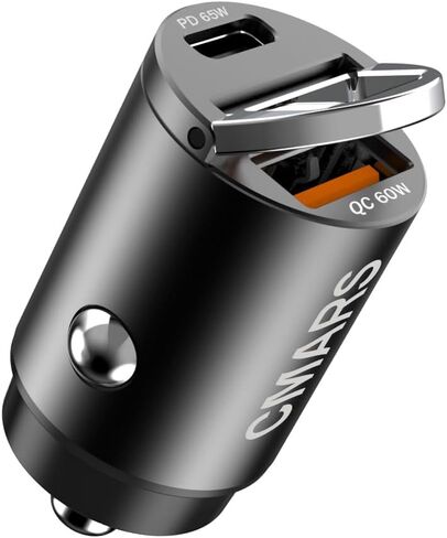 CMARS 65W+60W Cigarette Lighter Adapter,for iPhone 16 car Charger USB C/A,Fast Charging for iPhone,Car Phone Charger Dual Port for iPhone 16/15/14/13/12 Series and Samsung/Other Android Devices Black in Kuwait