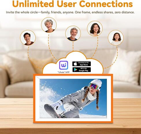 Battery Power Digital Photo Frame,UHALE 10.1'' 1920x1080 HD IPS Touch Screen, Auto-Rotate, Share Photos and Videos 6 Hours,32GB,Wedding Ideal Christmas for Loved Ones (Orange) in Saudi Arabia