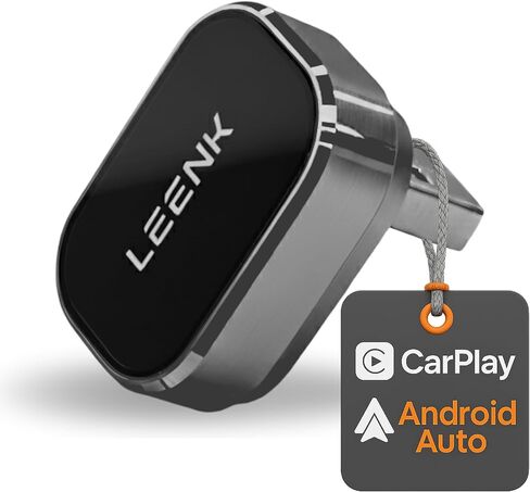 Leenk Wireless Carplay & Android Auto Adapter [2025 Upgrade] ، Aero-Aluminum Body & 2.5d Glass | قابس أنيق وألعب | مزدوج النطاق 5 جيجا هرتز | توافق 98 ٪ مع أنظمة Carplay و Android Auto Systems السلكية in Saudi Arabia
