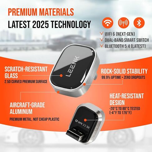 Leenk Wireless Carplay & Android Auto Adapter [2025 Upgrade] ، Aero-Aluminum Body & 2.5d Glass | قابس أنيق وألعب | مزدوج النطاق 5 جيجا هرتز | توافق 98 ٪ مع أنظمة Carplay و Android Auto Systems السلكية in Saudi Arabia