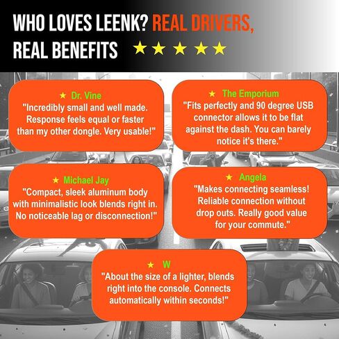 Leenk Wireless Carplay & Android Auto Adapter [2025 Upgrade] ، Aero-Aluminum Body & 2.5d Glass | قابس أنيق وألعب | مزدوج النطاق 5 جيجا هرتز | توافق 98 ٪ مع أنظمة Carplay و Android Auto Systems السلكية in Saudi Arabia