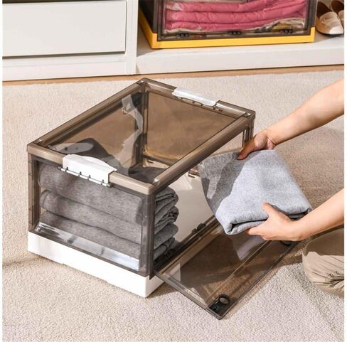 MPM 2 PACK Stackable Foldable Clear Storage Box with Lid and wheels, Organizing Boxes, Cube Box Bin Container, for Kitch in Saudi Arabia