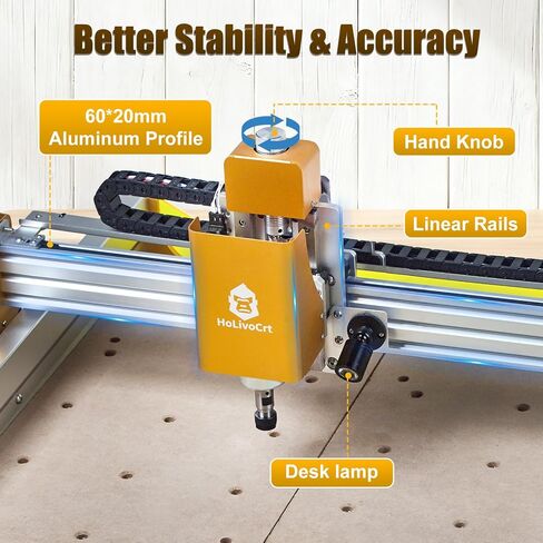 آلة التوجيه CNC ， CNC 4080 PRO ROUTER KIT GRBL مزدوجة المحور مع غطاء الغبار ، محرك مغزل 775 ، منطقة عمل XYZ مع قطع نحت الألومنيوم من الخشب (ذهبي ، 29 '× 25'x 13' ') in Kuwait