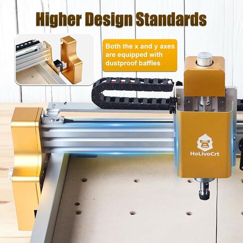 آلة التوجيه CNC ， CNC 4080 PRO ROUTER KIT GRBL مزدوجة المحور مع غطاء الغبار ، محرك مغزل 775 ، منطقة عمل XYZ مع قطع نحت الألومنيوم من الخشب (ذهبي ، 29 '× 25'x 13' ') in Kuwait