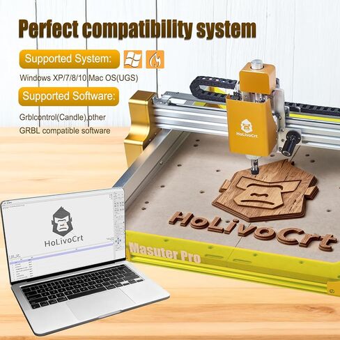 آلة التوجيه CNC ， CNC 4080 PRO ROUTER KIT GRBL مزدوجة المحور مع غطاء الغبار ، محرك مغزل 775 ، منطقة عمل XYZ مع قطع نحت الألومنيوم من الخشب (ذهبي ، 29 '× 25'x 13' ') in Kuwait