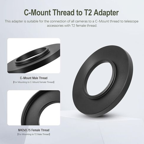 Astromania C Mount to 1.25 "محول أسطواني لكاميرا الفيديو تلسكوب التصوير الفوتوغرافي الفلكي - حزمة مع - محول تلسكوب T2 إلى C-Mount in Saudi Arabia