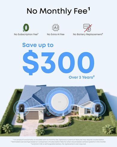 eufy Security eufyCam C35 2-Cam Kit, Wireless Security Indoor/Outdoor Camera, Magnetic Mount, Color Night Vision, Local Storage, No Monthly Fee, IP67, Facial Recognition, Solar Panel Compatible, Black in Kuwait