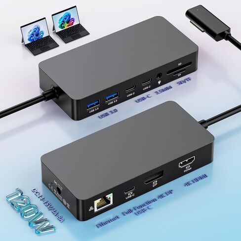 Microsoft Surface Dock Triple Displays 4K@60Hz HDMI+ USB C + DP with 120W Power Adapter,Surface Pro Docking Station for Microsoft Surface Pro 12/11/10/9/8/7,Surface Laptop7/6/5/4/Surface Go in Saudi Arabia