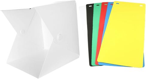 صندوق إضاءة صغير LED قابل للطي من VANZACK مع شرائط LED مزدوجة، 6 خلفيات ملونة، خيمة تصوير محمولة مقاس 30 سم لتصوير المنتج واستخدام الاستوديو in Kuwait