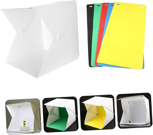 صندوق إضاءة صغير LED قابل للطي من VANZACK مع شرائط LED مزدوجة، 6 خلفيات ملونة، خيمة تصوير محمولة مقاس 30 سم لتصوير المنتج واستخدام الاستوديو in Kuwait